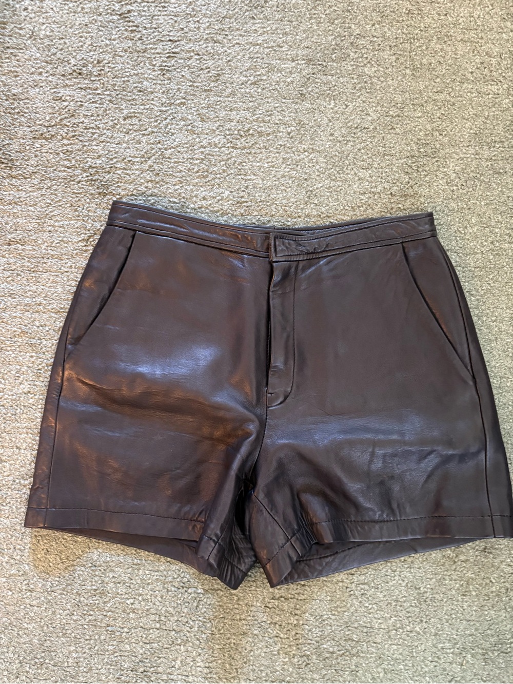 Black Leather High-Rise Shorts